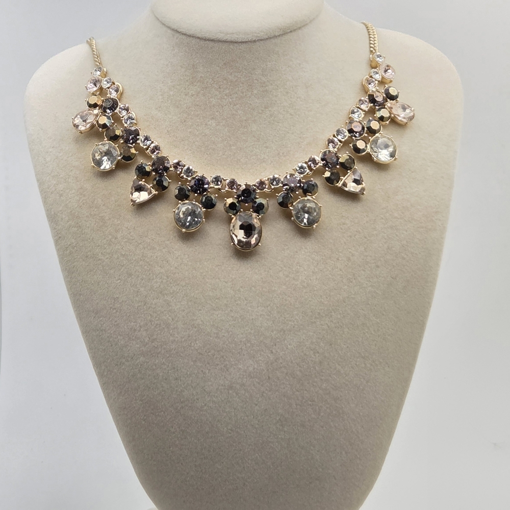 Givenchy Crystal Statement Bib Necklace Gold Tone… - image 2